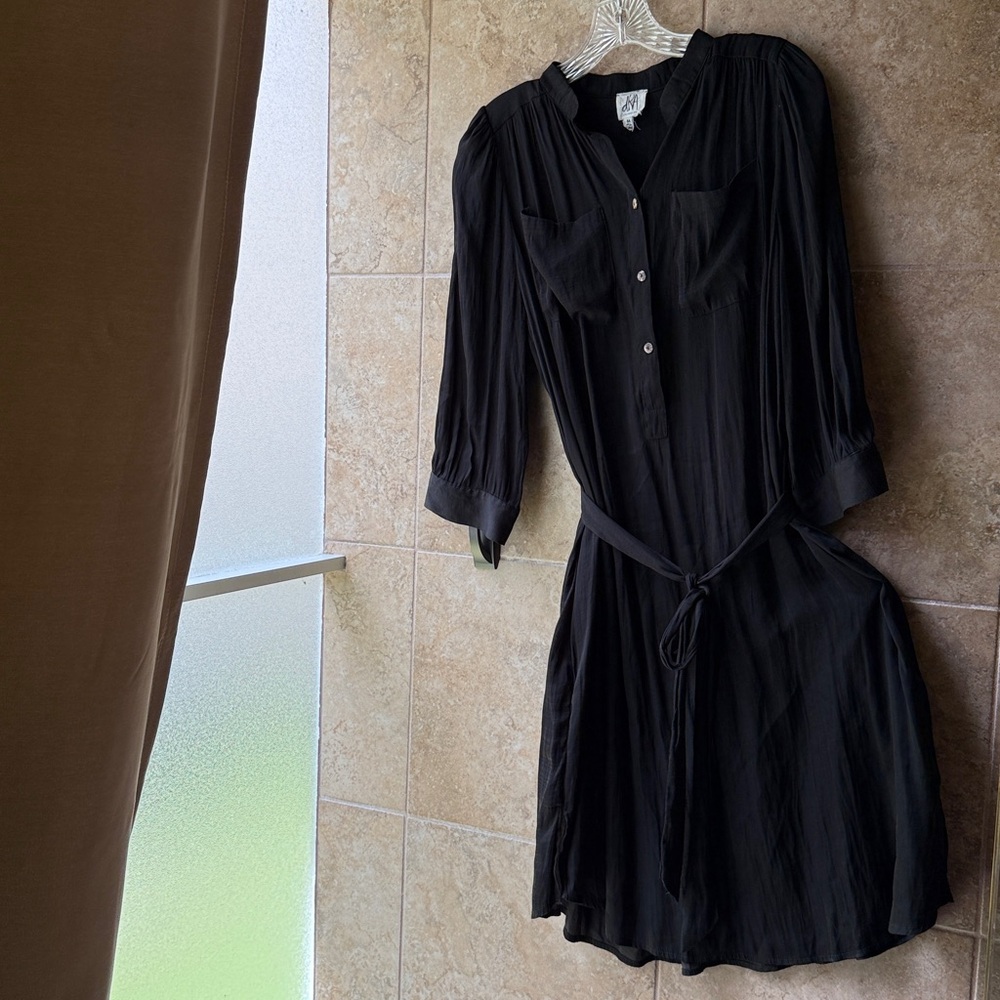 Anthropologie dRA Los Angeles Belted Midi Dress Henley Tunic Pockets Shirttail M